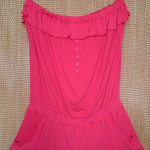 Strapless Romper w/ Elastic Waistband and Pockets